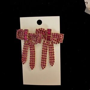 NWT SwarovskiPink Crystal Bow Earrings